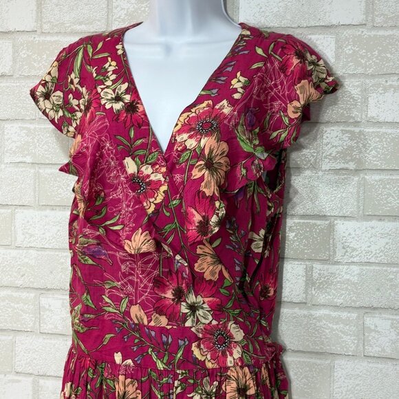 Sofia Floral‎ Fairy Wrap Dress Large Cottage Peasant Ethereal Victorian Feminine - Picture 8 of 12